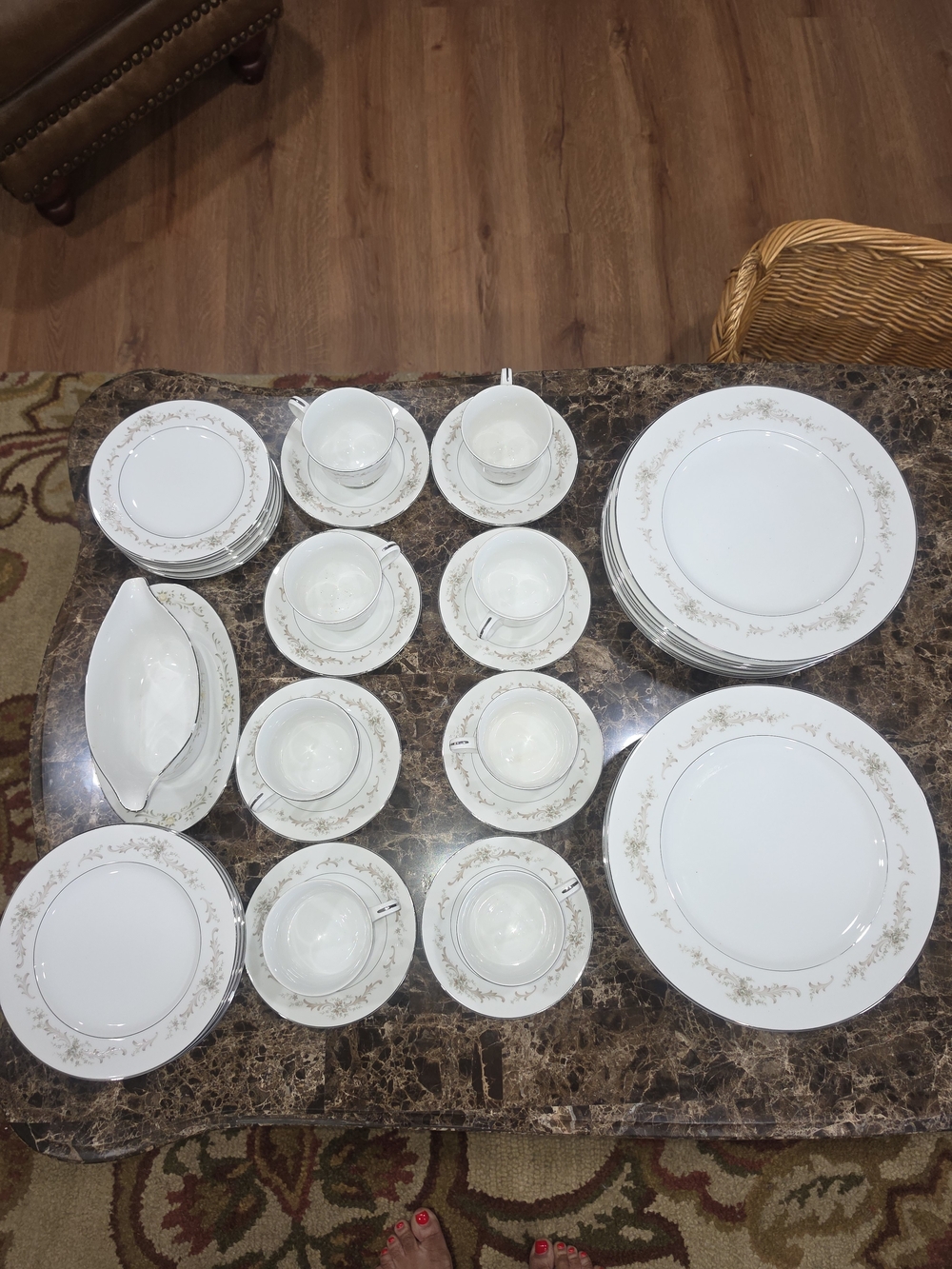 Sango White Carousel Collection Dinnerware Set with Gold Trim